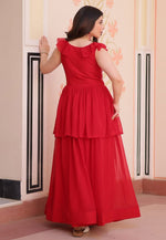 Load image into Gallery viewer, Red Faux Georgette Gown