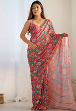 Load image into Gallery viewer, Red Georgette Light Weight Saree