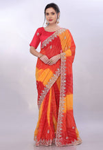 Load image into Gallery viewer, Red Georgette Saree With Blouse