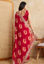 Load image into Gallery viewer, Red Georgette Saree With Blouse