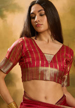 Load image into Gallery viewer, Red Khadi Saree With Blouse