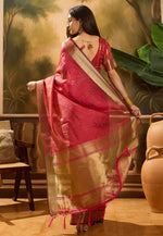Load image into Gallery viewer, Red Khadi Saree With Blouse
