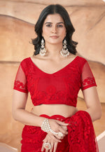 Load image into Gallery viewer, Red Net Saree With Blouse