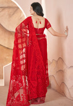 Load image into Gallery viewer, Red Net Saree With Blouse