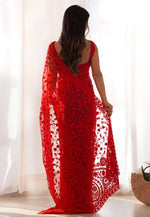 Load image into Gallery viewer, Red Net Saree With Blouse