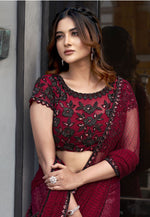 Load image into Gallery viewer, Red Net Saree With Blouse