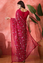 Load image into Gallery viewer, Red Net Saree With Blouse