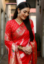 Load image into Gallery viewer, Red Silk Paithani Saree