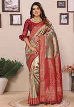 Load image into Gallery viewer, Red Tissue Silk Saree With Blouse