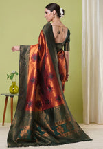 Load image into Gallery viewer, Rust Banarasi Silk Saree