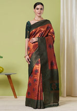 Load image into Gallery viewer, Rust Banarasi Silk Saree