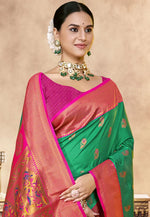 Load image into Gallery viewer, Sea Green Art Silk Saree With Blouse
