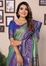 Load image into Gallery viewer, Sea Green Banarasi Silk Saree