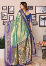 Load image into Gallery viewer, Sea Green Banarasi Silk Saree