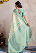 Load image into Gallery viewer, Sea Green Banarasi Silk Saree