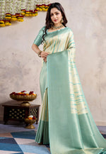 Load image into Gallery viewer, Sea Green Banarasi Silk Saree