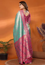 Load image into Gallery viewer, Sea Green Banarasi Silk Saree With Blouse