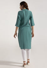 Load image into Gallery viewer, Sea Green Rayon Kurti
