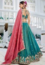 Load image into Gallery viewer, Sea Green Satin Wedding Lehenga Choli