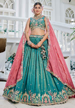 Load image into Gallery viewer, Sea Green Satin Wedding Lehenga Choli