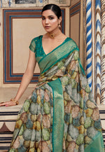 Load image into Gallery viewer, Sea Green Silk Saree With Blouse