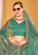Load image into Gallery viewer, Sea Green Silk Saree With Blouse