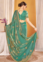 Load image into Gallery viewer, Sea Green Silk Saree With Blouse