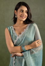 Load image into Gallery viewer, Sky Blue Chiffon Lehenga Saree
