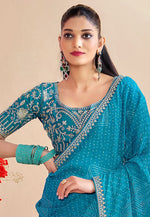 Load image into Gallery viewer, Sky Blue Chiffon Saree With Blouse