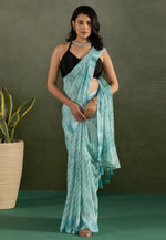 Load image into Gallery viewer, Sky Blue Chiffon Saree With Blouse
