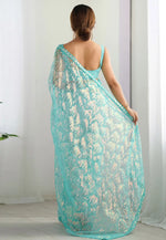 Load image into Gallery viewer, Sky Blue Net Saree With Blouse
