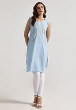 Load image into Gallery viewer, Sky Blue Rayon Kurti