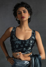 Load image into Gallery viewer, Sky Blue Satin Silk Half N Half Saree