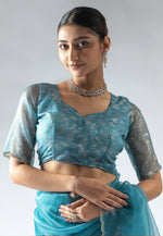 Load image into Gallery viewer, Sky Blue Tissue Silk Saree With Blouse