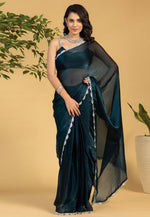 Load image into Gallery viewer, Teal Chiffon Lehenga Saree