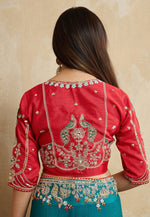 Load image into Gallery viewer, Teal Chiffon Saree With Blouse