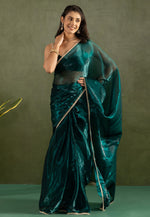 Load image into Gallery viewer, Teal Chiffon Saree With Blouse