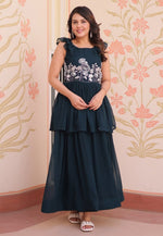 Load image into Gallery viewer, Teal Faux Georgette Gown