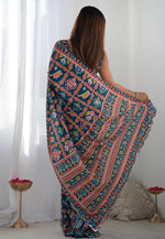 Load image into Gallery viewer, Teal Georgette Saree With Blouse