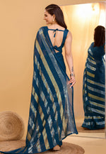 Load image into Gallery viewer, Teal Georgette Sequence Saree