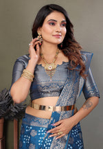 Load image into Gallery viewer, Teal Silk Bandhani Print Saree