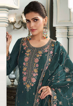 Load image into Gallery viewer, Teal Silk Pant Style Suit