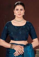 Load image into Gallery viewer, Teal Silk Saree With Blouse