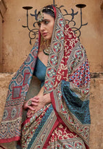 Load image into Gallery viewer, Teal Silk Saree With Blouse