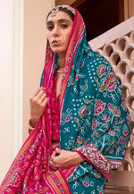 Load image into Gallery viewer, Teal Silk Saree With Blouse