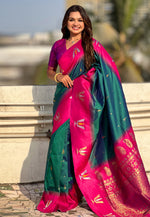 Load image into Gallery viewer, Teal Silk Saree With Blouse