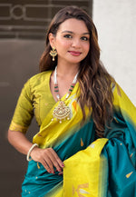 Load image into Gallery viewer, Teal Silk Saree With Blouse