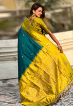 Load image into Gallery viewer, Teal Silk Saree With Blouse