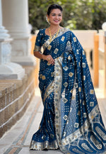 Load image into Gallery viewer, Teal Silk Saree With Blouse