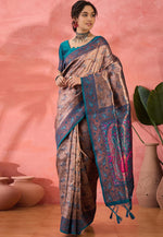 Load image into Gallery viewer, Teal Silk Saree With Blouse